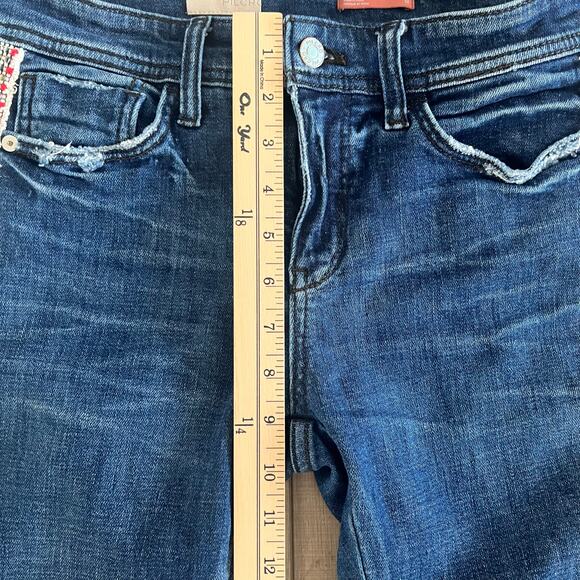 Pilcro Slim Boyfriend Crop Jeans Size 26 Embroidered Side Stripe Anthropologie - Picture 13 of 14